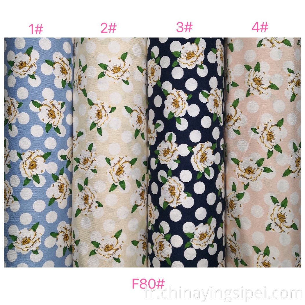 Vente de petites fleurs imprimées moyens moyens 100% de rayonne Twill Tissu de Noël 100% rayonne